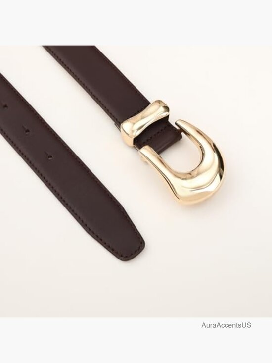 Genuine Leather Belt for Women with Gold Metal Buckle Fashion Belt for Jeans main image 4